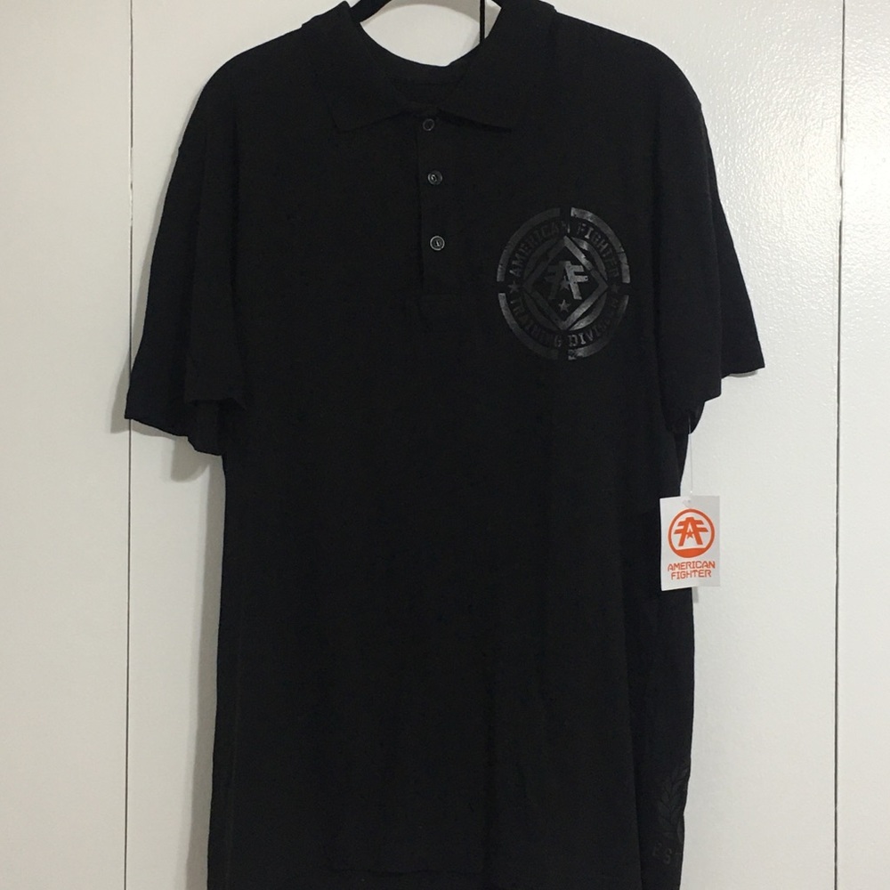American Fighter Black Polo style Shirt NWT